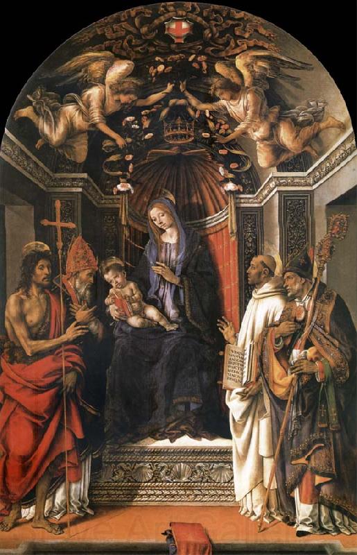 Fra Filippo Lippi The Madonna and the Nno enthroned with the holy juan the Baptist, Victor Bernardo and Zenobio Norge oil painting art